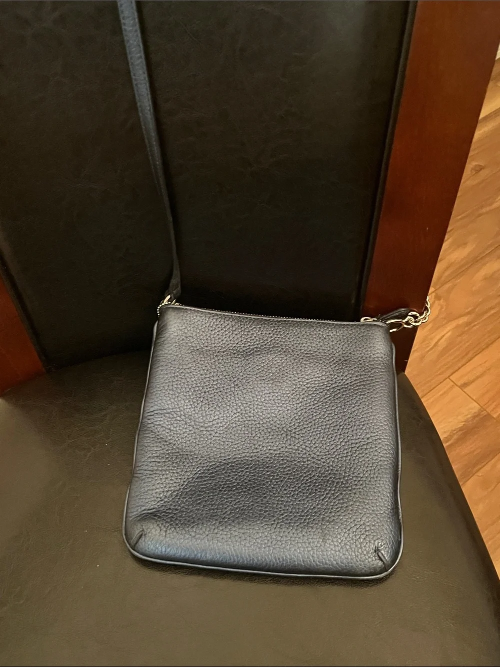 Metallic blue Coach crossbody purse